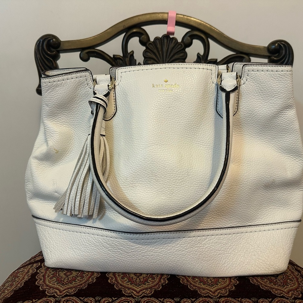 Kate Spade Cream Shoulder Bag with Tassel